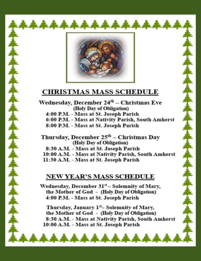 holiday mass times