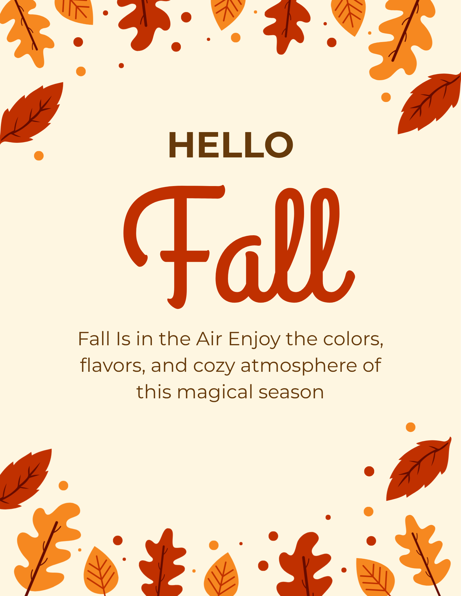 Orange and Brown Illustrated Hello Fall Flyer